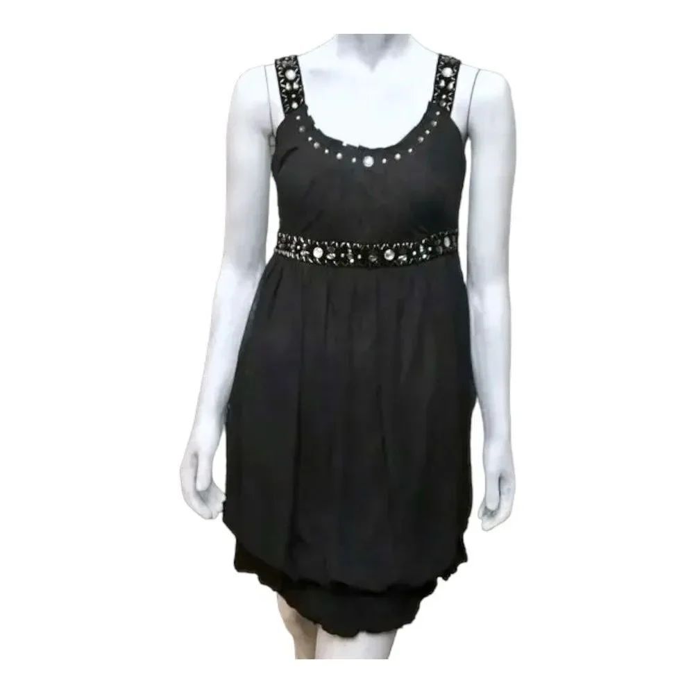 Grifflin Womens Dress Bubble Mini Empire Waist Sleeveless Cocktail Pleated S